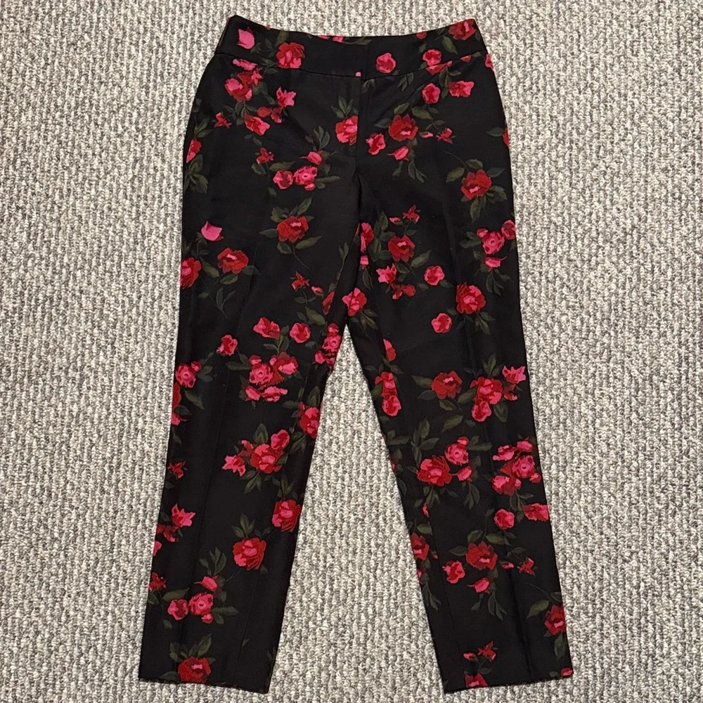 Talbots floral rose Heritage Pants silk cotton blend - Picture 2 of 9